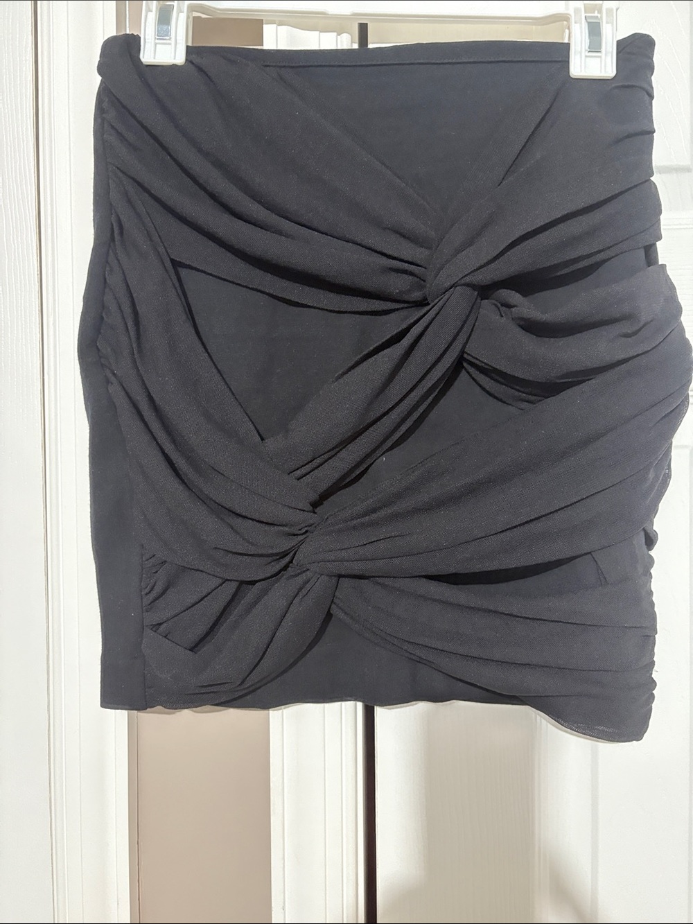 Express Black Knotted Ruched Mini Skirt